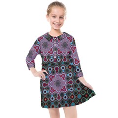 Digital Art Background Colors Kids  Quarter Sleeve Shirt Dress by Sudhe