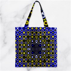 Digital Art Background Yellow Blue Zipper Grocery Tote Bag by Sudhe