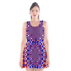 Digital Art Background Red Blue Scoop Neck Skater Dress by Sudhe