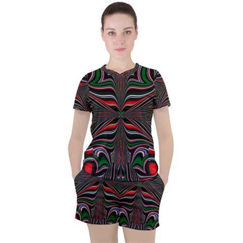 Abstract Art Fractal Art Pattern Women s Tee And Shorts Set by Sudhe