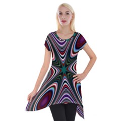 Abstract Artwork Fractal Background Short Sleeve Side Drop Tunic by Sudhe