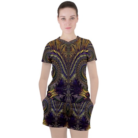 Abstract Fractal Pattern Artwork Women s Tee And Shorts Set by Sudhe