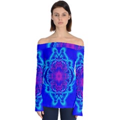 Digital Art Artwork Fractal Color Abstact Off Shoulder Long Sleeve Top by Pakrebo