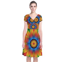 Abstract Digital Art Artwork Short Sleeve Front Wrap Dress by Pakrebo