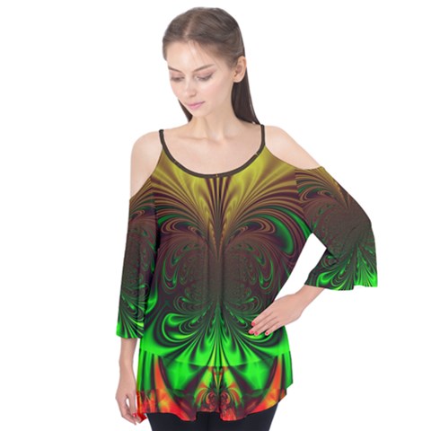 Digital Arts Fractals Futuristic Art Flutter Tees by Pakrebo