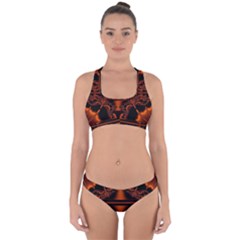 Art Fractal Artwork Creative Black Brown Cross Back Hipster Bikini Set