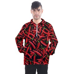 Red Chili Peppers Pattern  Men s Half Zip Pullover by bloomingvinedesign