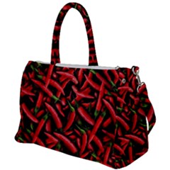 Red Chili Peppers Pattern  Duffel Travel Bag by bloomingvinedesign