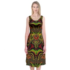 Fractal Art Artwork Design Art Pattern Midi Sleeveless Dress by Pakrebo