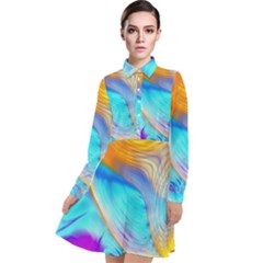 Artwork Digital Art Fractal Colors Long Sleeve Chiffon Shirt Dress by Pakrebo