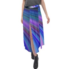 Background Abstract Curves Velour Split Maxi Skirt by Bajindul