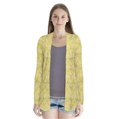 Flowers Decorative Ornate Color Yellow Drape Collar Cardigan by pepitasart