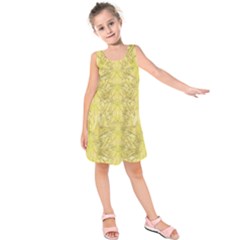 Flowers Decorative Ornate Color Yellow Kids  Sleeveless Dress by pepitasart