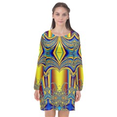 Abstract Art Design Digital Art Long Sleeve Chiffon Shift Dress  by Pakrebo