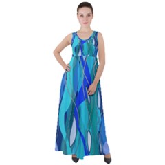 Wavy Blue Empire Waist Velour Maxi Dress by bloomingvinedesign