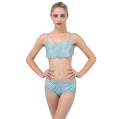 Wood Texture Diagonal Pastel Blue Layered Top Bikini Set by Mariart