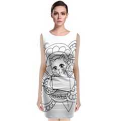 Cute Cat Coloring Page Design Classic Sleeveless Midi Dress by Wegoenart