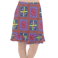 Shapes In Squares Pattern                          Fishtail Chiffon Skirt by LalyLauraFLM