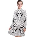 Mandala Butterfly Insect Long Sleeve Chiffon Shirt Dress View1