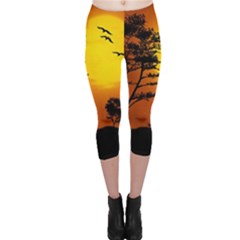 Digital Art Landscape Trees Artwork Capri Leggings  by Wegoenart