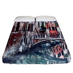 Venice Water Laguna Italy Fitted Sheet (queen Size) by Wegoenart