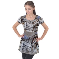 Building Architecture Columns Puff Sleeve Tunic Top by Wegoenart