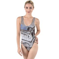 Building Architecture Columns High Leg Strappy Swimsuit by Wegoenart