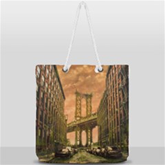 Architecture Buildings City Bridge Full Print Rope Handle Tote (large) by Wegoenart