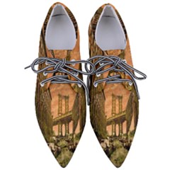 Architecture Buildings City Bridge Pointed Oxford Shoes by Wegoenart