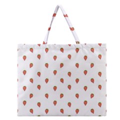 Cartoon Style Strawberry Pattern Zipper Large Tote Bag by dflcprintsclothing