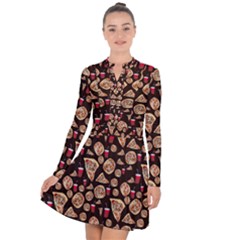 Pizza Pattern Long Sleeve Panel Dress by bloomingvinedesign