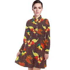 Fire Type Long Sleeve Chiffon Shirt Dress by Mezalola