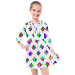 Rainbow Lattice Kids  Quarter Sleeve Shirt Dress by Mariart