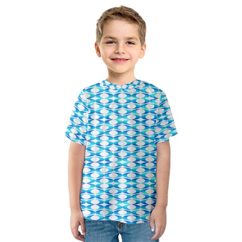 Fabric Geometric Aqua Crescents Kids  Sport Mesh Tee by Bajindul