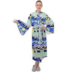 Lemonade Pattern Maxi Tie Front Velour Kimono by bloomingvinedesign