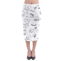 Children Drawings Baby Fish Cat Midi Pencil Skirt by Wegoenart