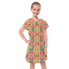 Pattern Orange Green African Kids  Drop Waist Dress by Wegoenart