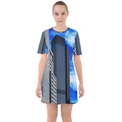 Architecture Frankfurt Houses Sixties Short Sleeve Mini Dress by Wegoenart