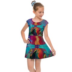 Background Sci Fi Fantasy Colorful Kids  Cap Sleeve Dress by Wegoenart