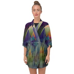 Mountains Abstract Mountain Range Half Sleeve Chiffon Kimono by Wegoenart