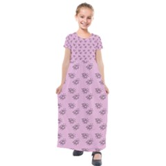 Zodiac Bat Pink Kids  Short Sleeve Maxi Dress by snowwhitegirl