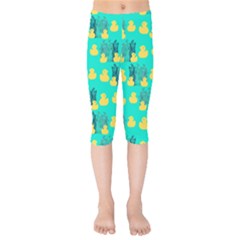 Little Yellow Duckies Kids  Capri Leggings  by VeataAtticus