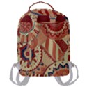 Pop Art Paisley Flowers Ornaments Multicolored 4 Background Solid Dark Red Flap Pocket Backpack (Large) View3