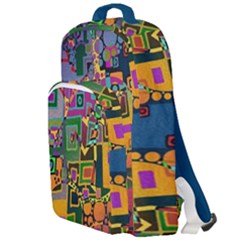 Modern Geometric Art   Dancing In The City Background Solid Dark Blue Double Compartment Backpack by EDDArt