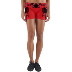 Albania Flag Yoga Shorts by FlagGallery