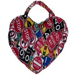 Road Signs Giant Heart Shaped Tote by ArtworkByPatrick