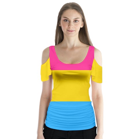 Pansexual Pride Flag Butterfly Sleeve Cutout Tee  by lgbtnation