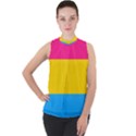 Pansexual Pride Flag Mock Neck Chiffon Sleeveless Top View1