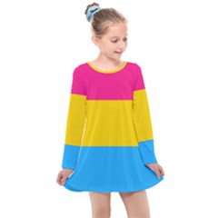 Pansexual Pride Flag Kids  Long Sleeve Dress by lgbtnation