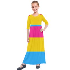 Pansexual Pride Flag Kids  Quarter Sleeve Maxi Dress by lgbtnation